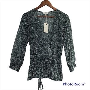 Size S Lucky Brand Floral Green wrap up shirt